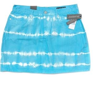 Blank NYC Mini Skirt Tie Dye Denim Turquoise Blue Size 31